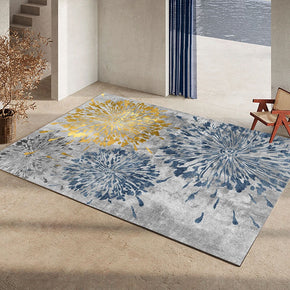 Blue Yellow Line Flowers Pattern Modern Light Luxury Rug For Bedroom Living Room Sofa Rugs Floor Mat
