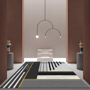 Black Line Geometric Pattern Modern Simplicity Rug For Bedroom Living Room Sofa Rugs Floor Mat