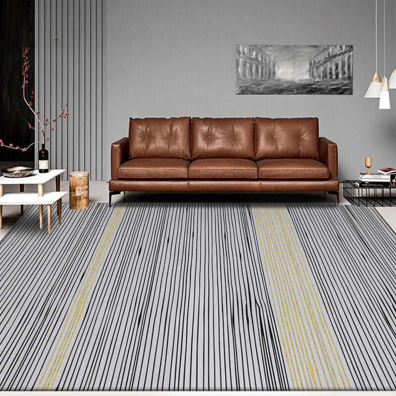 Black Yellow Lines Pattern Modern Striped Rug For Bedroom Living Room Sofa Rugs Floor Mat