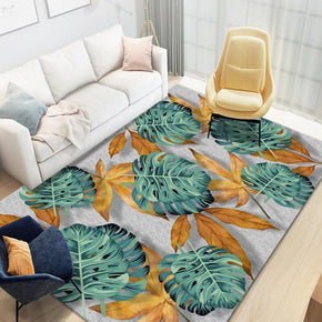Green Yellow Leaves Pattern Area Rugs for Living Room Dining Room Bedroom Hall