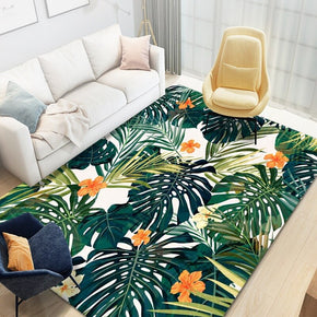 03 Green Leaves Pattern Area Rugs for Living Room Dining Room Bedroom Hall