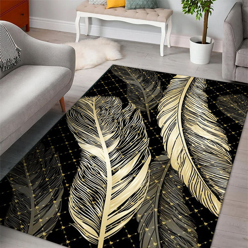 Gorgeous Feathers Patterns Modern Rug For Bedroom Living Room Sofa Rugs Floor Mat 11
