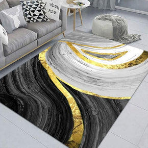 Black and White Abstract Lines Pattern Modern Rugs For Living Room Dining Room Bedroom