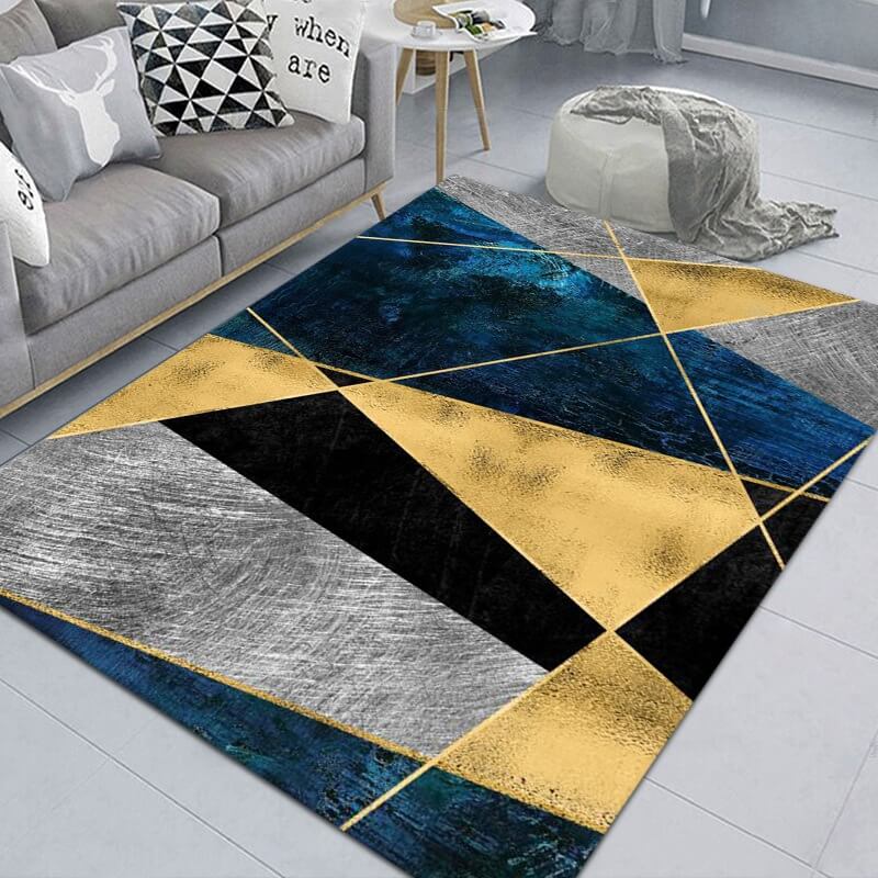 Four-color Irregular Geometric Figures Pattern Modern Rugs For Living Room Dining Room Bedroom