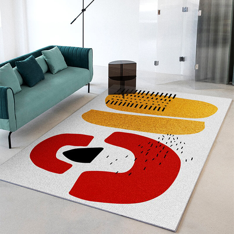 Red Yellow Abstract Geometric Pattern Rugs For Living Room Dining Room Bedroom