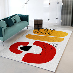 Red Yellow Abstract Geometric Pattern Rugs For Living Room Dining Room Bedroom
