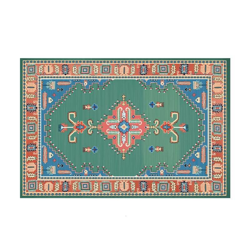 Traditional Green Carpets Printed Polyester Area Rugs Floor Mat for Living Room Hall Office