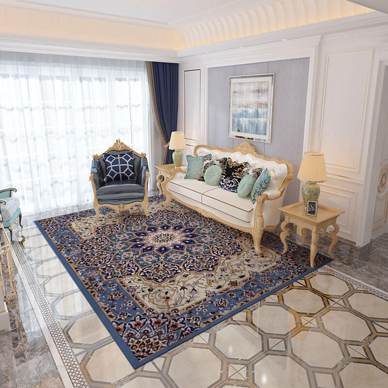 Floral Traditional Purple Carpets Printed Polyester Area Rugs Floor Mat for Living Room Hall Office