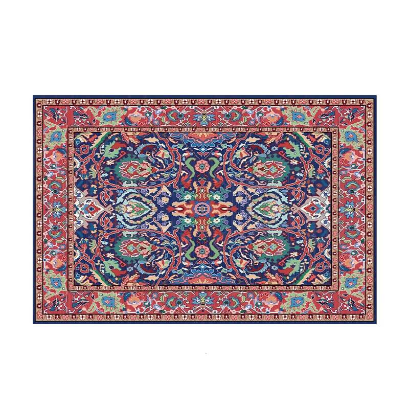Blue Red Traditional Carpets Printed Polyester Area Rugs Floor Mat for Living Room Hall Office