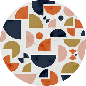 Multicolor Fan-shaped Pattern Printed Round Area Rugs for Living Room Bedroom Office