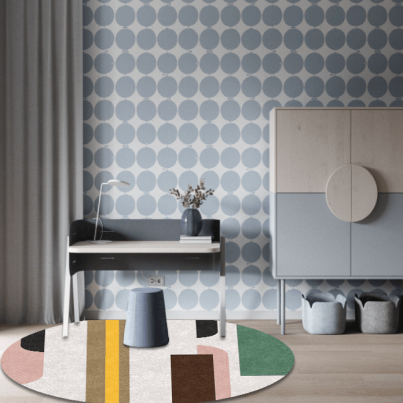 Modern Simplicity Pattern Printed Round Area Rugs for Living Room Bedroom Office