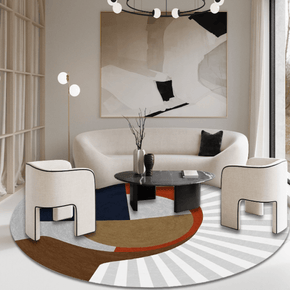 Multicolor Simplicity Pattern Printed Round Area Rugs for Living Room Bedroom Office
