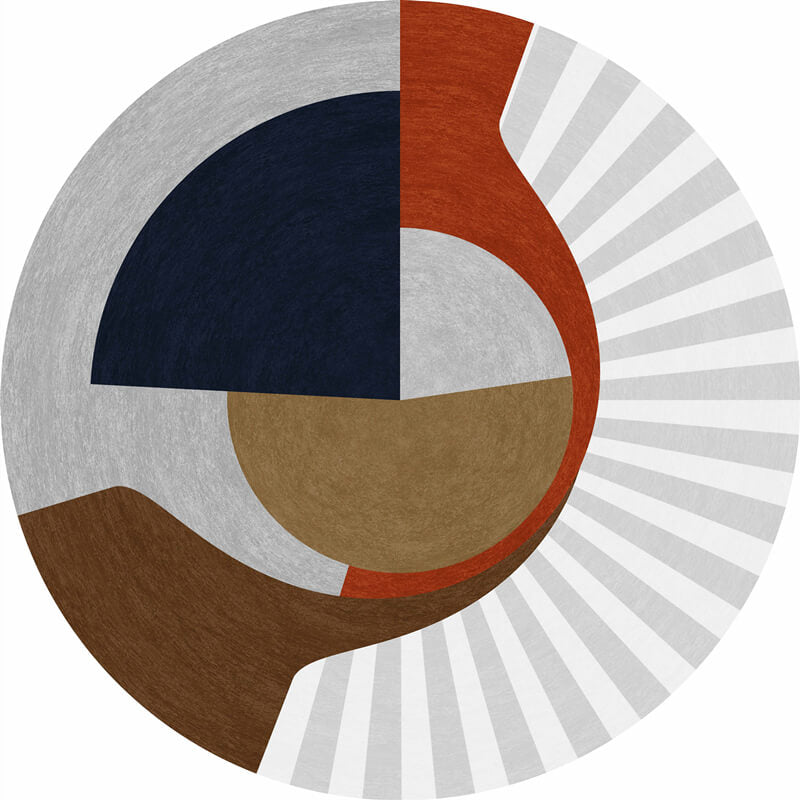 Multicolor Simplicity Pattern Printed Round Area Rugs for Living Room Bedroom Office