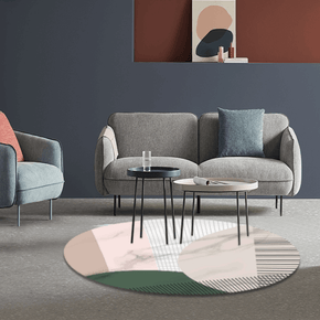 Simplicity Multicolor Pattern Printed Round Area Rugs for Living Room Bedroom Office