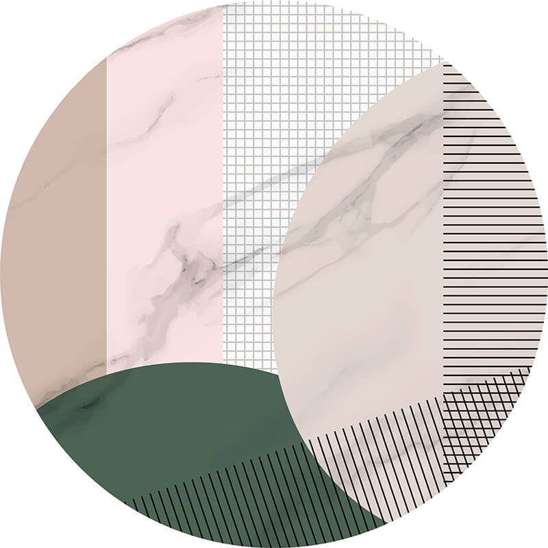 Simplicity Multicolor Pattern Printed Round Area Rugs for Living Room Bedroom Office
