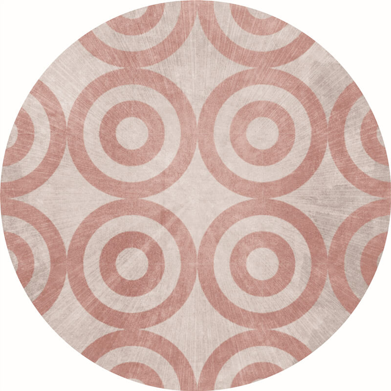 Pink Round Pattern Printed Round Rugs for Living Room Bedroom Office