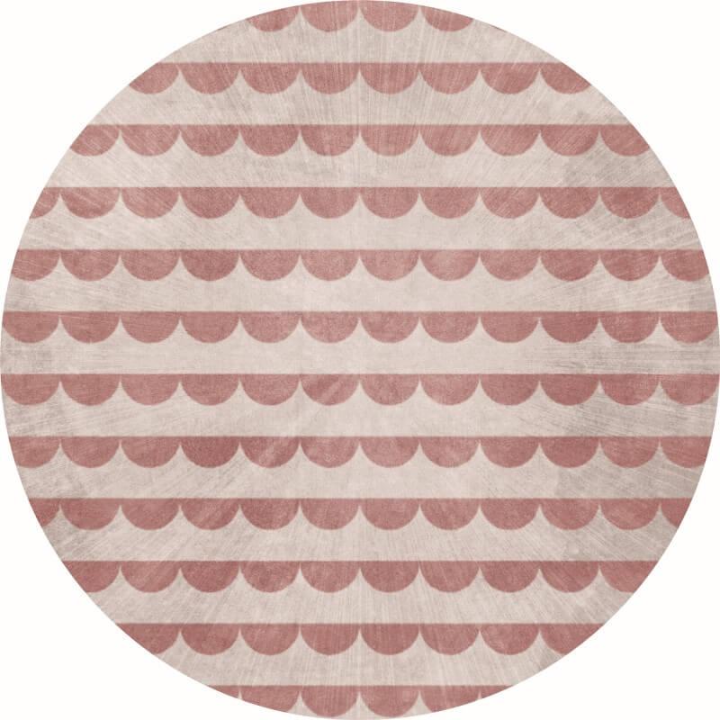 Pink Wave Shape Pattern Printed Round Rugs for Living Room Bedroom Office