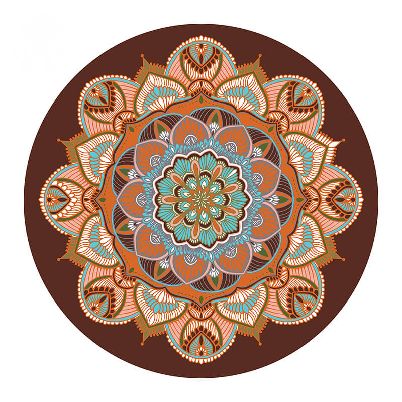 Brown Flower Pattern Round Area Rugs for Living Room Office Bedroom Office Hall