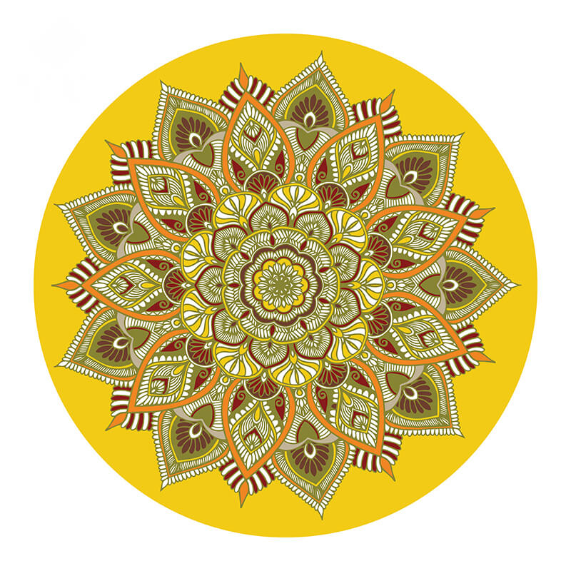 Yellow Flower Pattern Round Area Rugs for Living Room Office Bedroom Office Hall