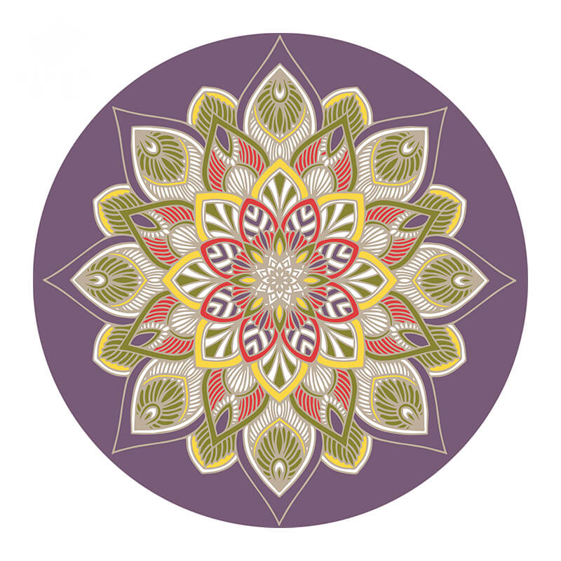 Purple Flower Pattern Round Area Rugs for Living Room Office Bedroom Office Hall