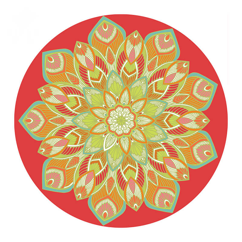 Red Flower Pattern Round Area Rugs for Living Room Office Bedroom Office Hall