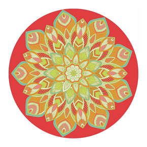 Red Flower Pattern Round Area Rugs for Living Room Office Bedroom Office Hall