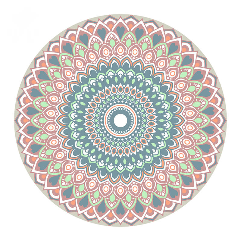 Round Flower Pattern Multicolor Area Rugs for Living Room Office Office Hall
