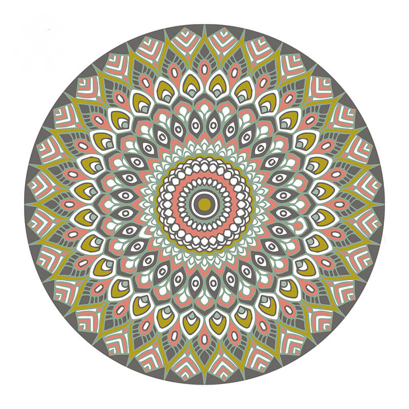 Round Flower Green Pattern Bohemian Area Rugs for Living Room Office Office Hall