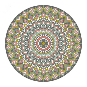 Round Flower Green Pattern Bohemian Area Rugs for Living Room Office Office Hall