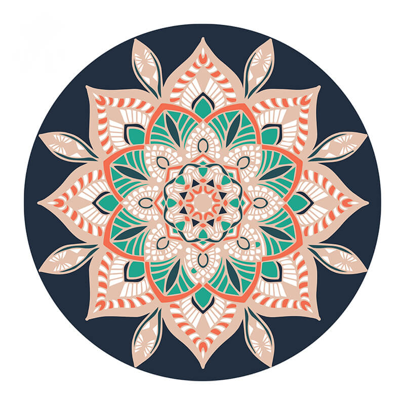 Round Pink Flower Pattern Bohemian Area Rugs for Living Room Office Office Hall