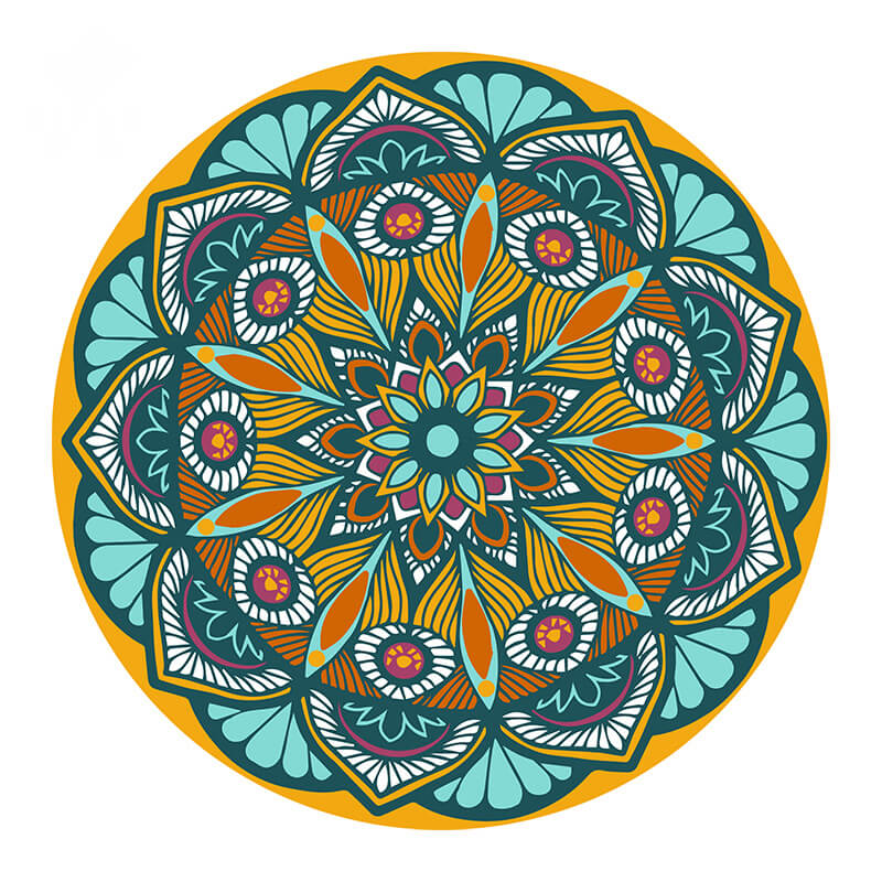 Bohemian Round Flower Blue Yellow Pattern Area Rugs for Living Room Office Office Hall