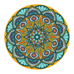 Bohemian Round Flower Blue Yellow Pattern Area Rugs for Living Room Office Office Hall