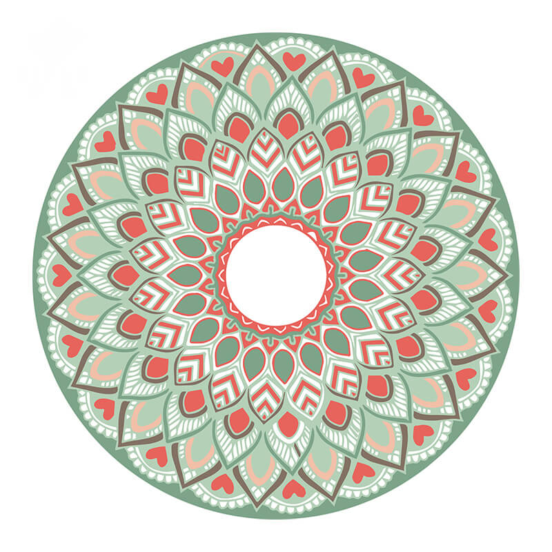 Green Love Ring Pattern Round Flower Area Rugs for Living Room Office Office Hall