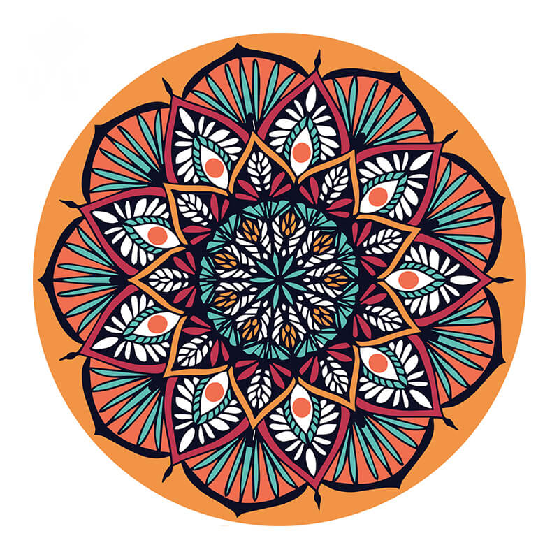 Orange Floral Pattern Round Area Rugs for Living Room Office Office Hall