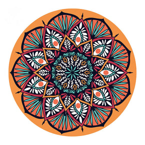 Orange Floral Pattern Round Area Rugs for Living Room Office Office Hall
