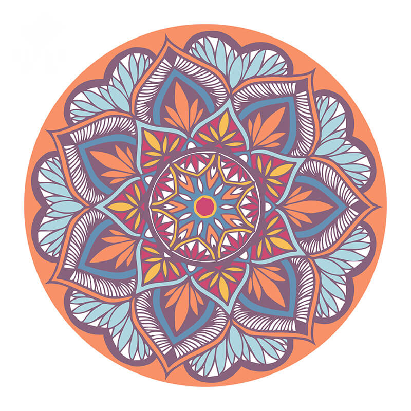 Bohemian Orange Floral Pattern Round Area Rugs for Living Room Office Office Hall