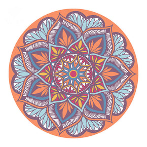 Bohemian Orange Floral Pattern Round Area Rugs for Living Room Office Office Hall