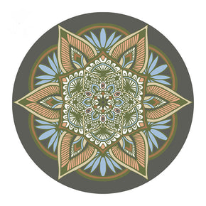Green Bohemian Round Floral Pattern Area Rugs for Living Room Office Office Hall