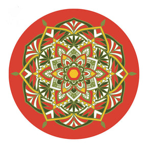 Red Bohemian Round Floral Pattern Rugs for Office Living Room Office Hall