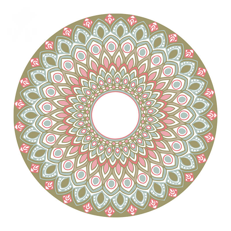 Floral Green Bohemian Round Pattern Rugs for Office Living Room Office Hall
