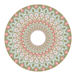 Floral Green Bohemian Round Pattern Rugs for Office Living Room Office Hall