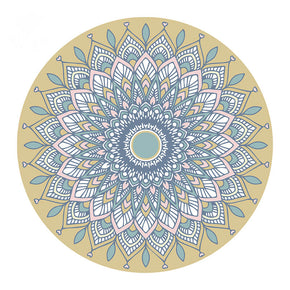 Vintage Yellow Floral Round Pattern Rugs for Office Living Room Office Hall