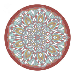 Vintage Red Floral Round Pattern Rugs for Office Living Room Office Hall