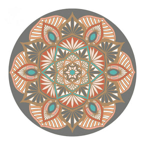 Grey Pink Vintage Floral Round Pattern Rugs for Office Living Room Office Hall
