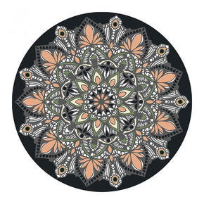 Black Vintage Floral Round Pattern Rugs for Office Living Room Office Hall