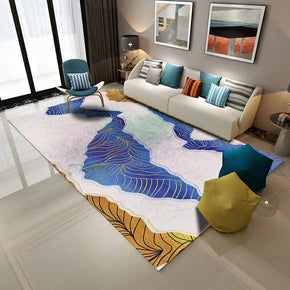 Blue and White Mesh lines Patterned Modern Polyester Carpets Area Rugs for Hall Living Room Dining Room Office