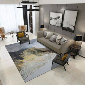 Yellow Mesh Lines Patterned Modern Polyester Carpets Area Rugs for Hall Living Room Dining Room Office