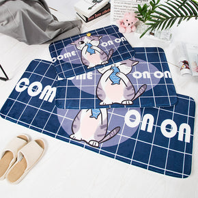 Cartoon Cute Cat Pets Patterned Entryway Doormat Runners Rugs Kitchen Bathroom Anti-skip Mats