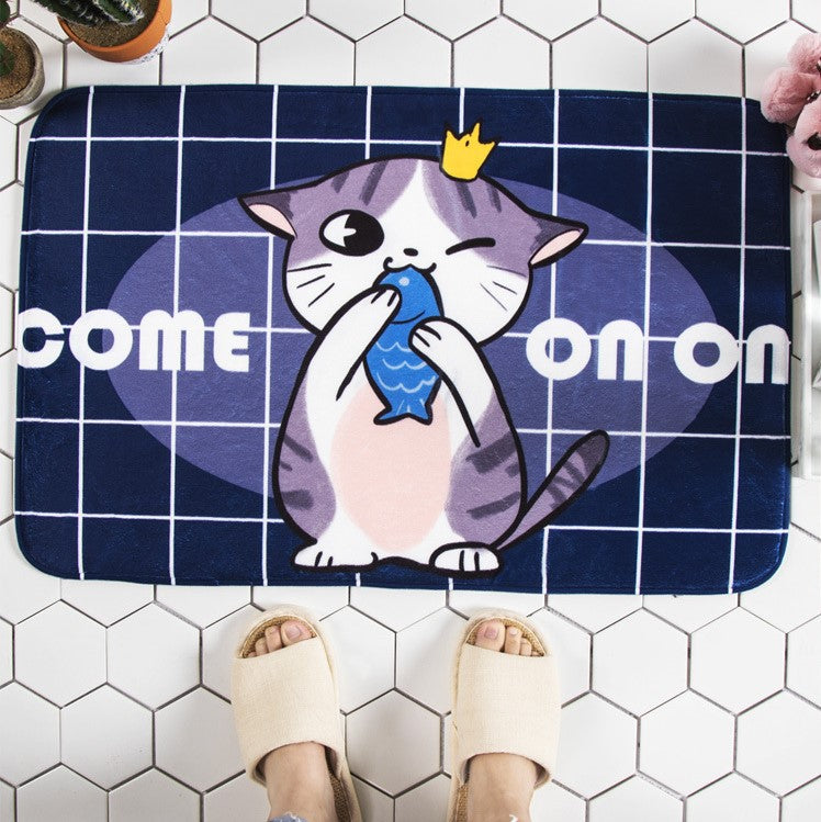 Cartoon Cute Cat Pets Patterned Entryway Doormat Runners Rugs Kitchen Bathroom Anti-skip Mats
