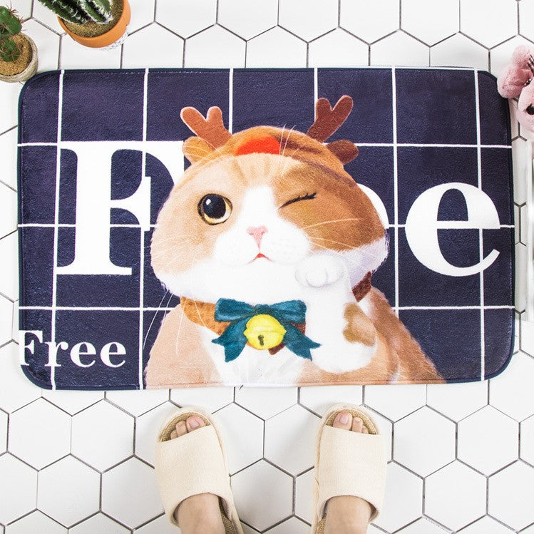 Cartoon Cute Cat Pets Patterned Entryway Doormat Runners Rugs Kitchen Bathroom Anti-skip Mats